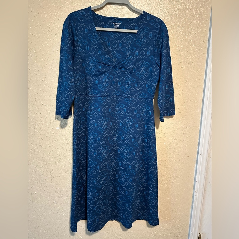 Toad&CO‎ Rosalinda Dress Blue Abyss Tribal Print Size Medium